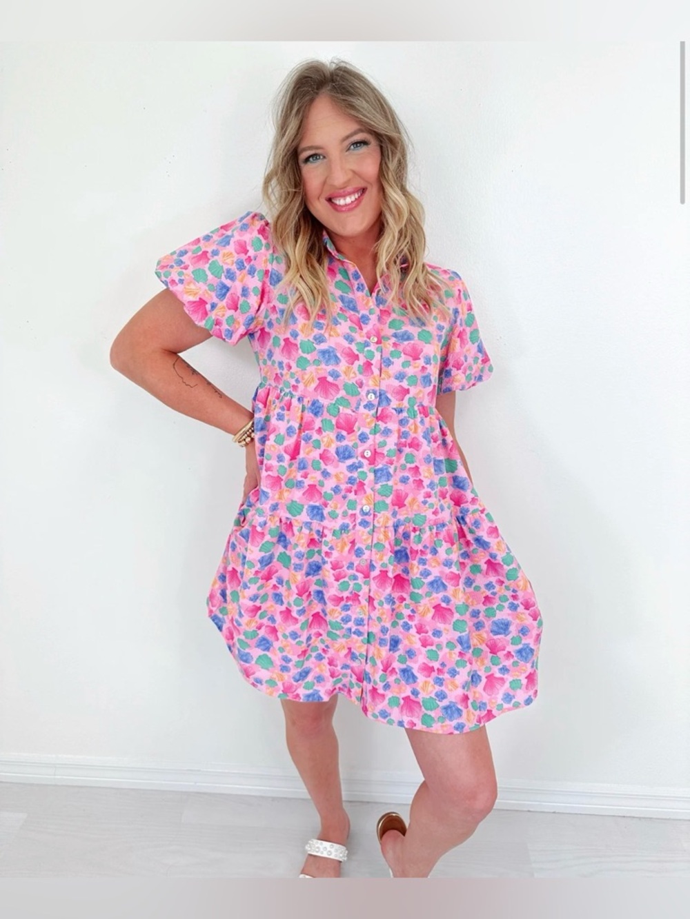 NWT SULLIVAN SEASHELL PRINT SHIRT DRESS - Picture 4 of 13